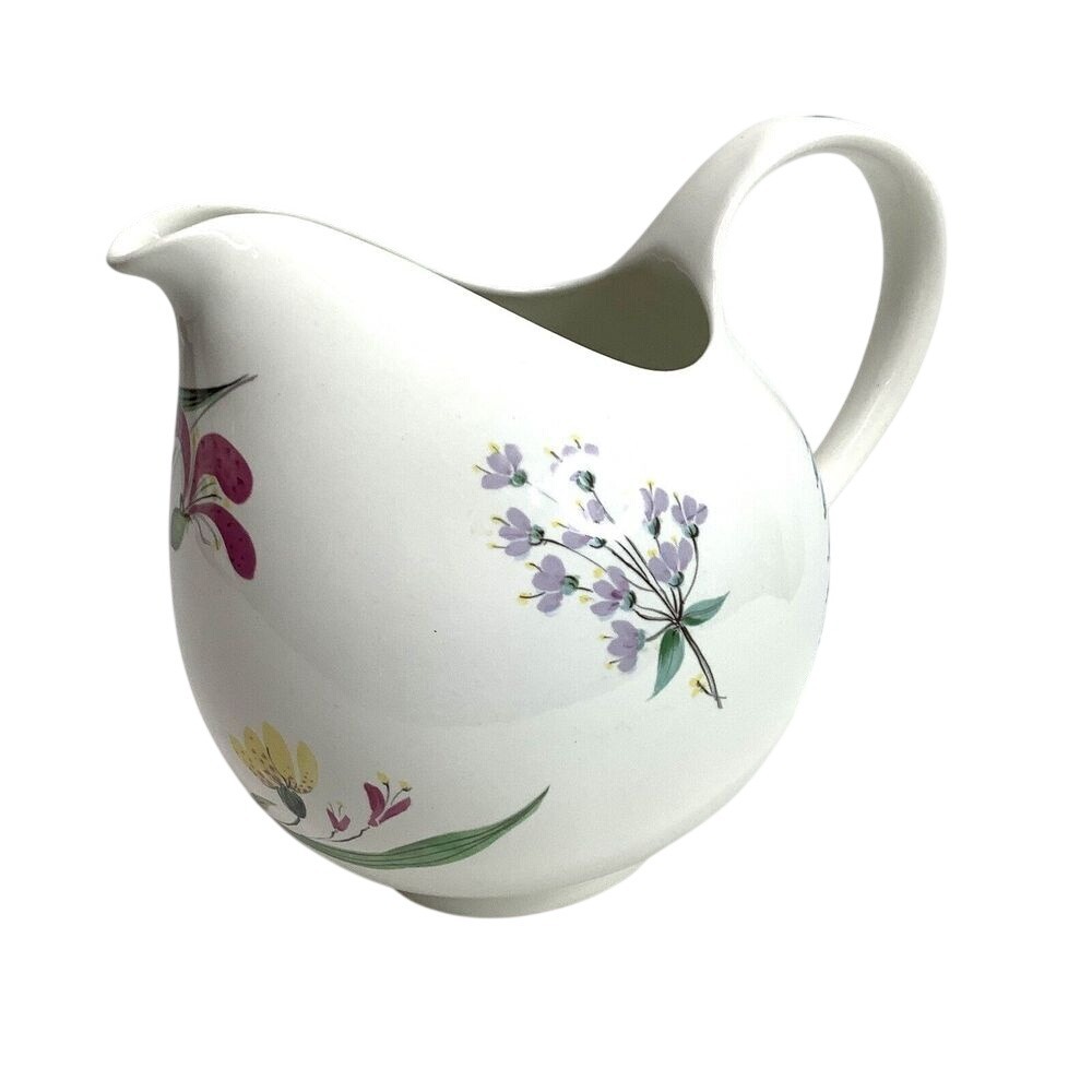 Hallcraft Eva Zeisel Floral Bouquet Pitcher Jug MCM Porcelain Collectible